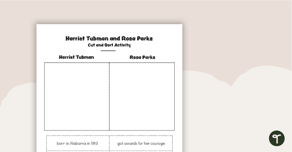 Image of Harriet Tubman and Rosa Parks Cut and Sort Worksheet