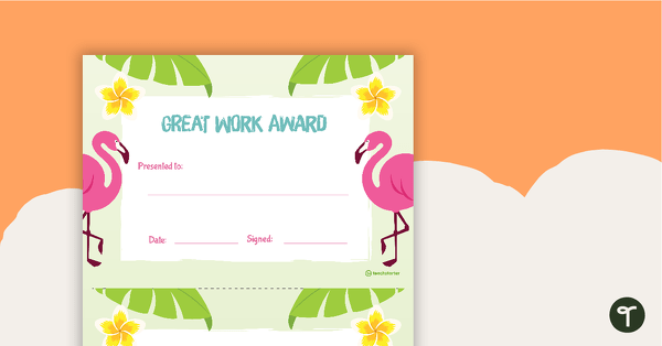 Go to Tropical Paradise - Award Certificate teaching resource