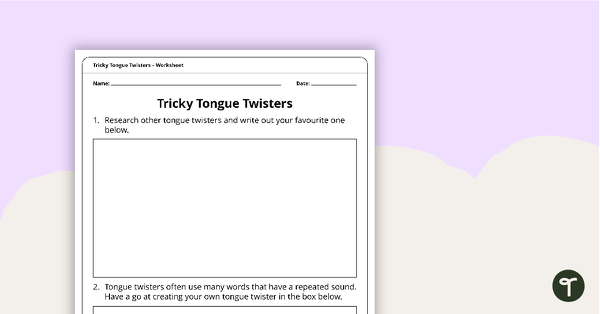 Tricky Tongue Twisters – Worksheet teaching resource