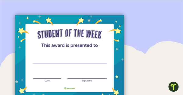 Image of Student of the Week Certificate – Upper Grades