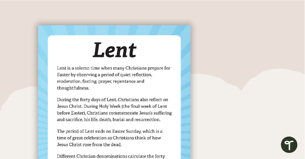 Lent Comprehension and Word Search teaching resource
