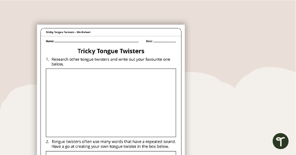 Tricky Tongue Twisters – Worksheet teaching resource