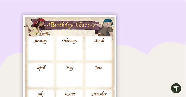 Pirates - Happy Birthday Chart teaching resource