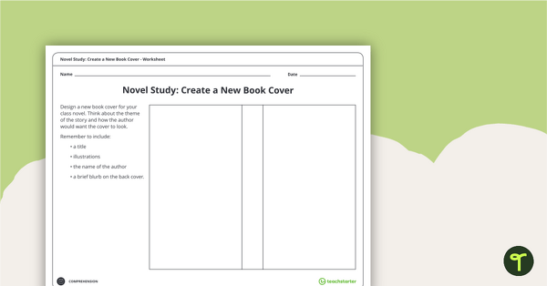 Preview image for Novel Study - Create a New Cover Worksheet - teaching resource