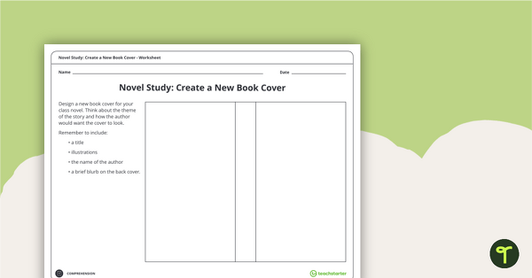 预览我age for Novel Study - Create a New Cover Worksheet - teaching resource