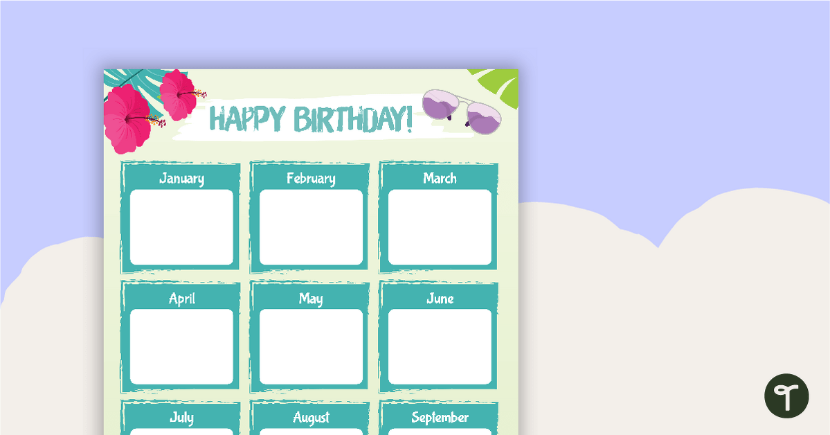 Tropical Paradise - Happy Birthday Chart teaching resource