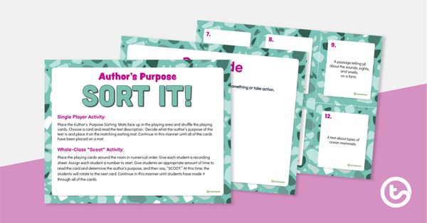 Author's Purpose - Sentence Writing Activity