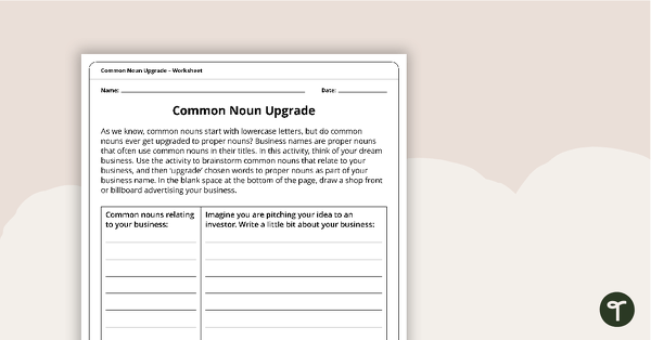 Common Noun Upgrade - Worksheet teaching resource