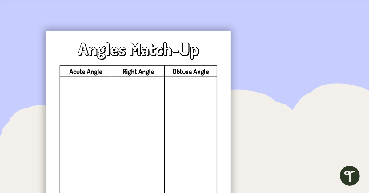 Acute, Right and Obtuse Angles – 4th Grade Math Worksheet teaching resource