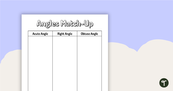 Go to Acute, Right and Obtuse Angles – 4th Grade Math Worksheet teaching resource