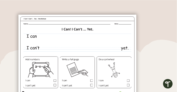 Go to I Can! I Can't ... Yet. – Handwriting Worksheet (Version 2) teaching resource