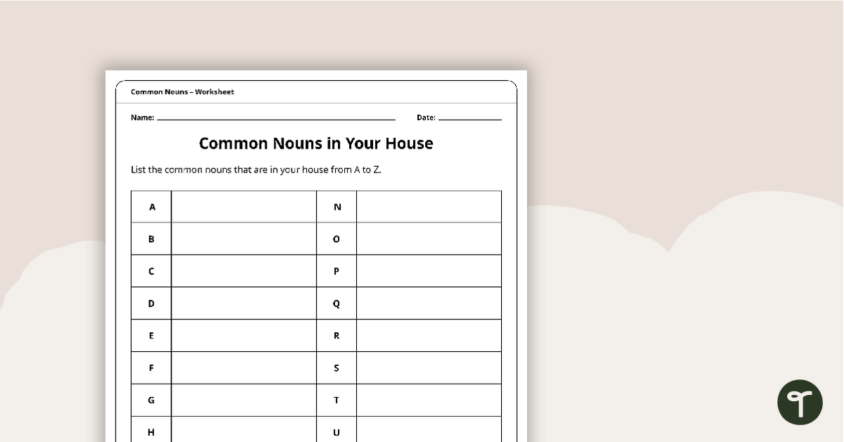 Common Nouns in Your House - Worksheet teaching resource