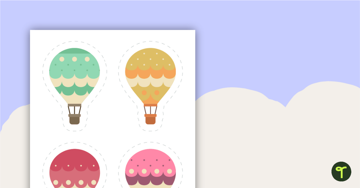 Hot Air Balloons - Cut Out Decorations teaching resource