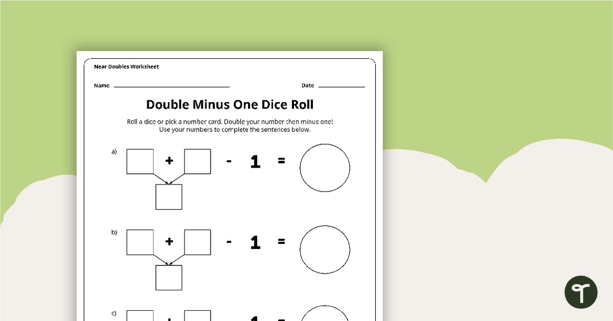 Double Minus One - Dice Roll Worksheet teaching resource