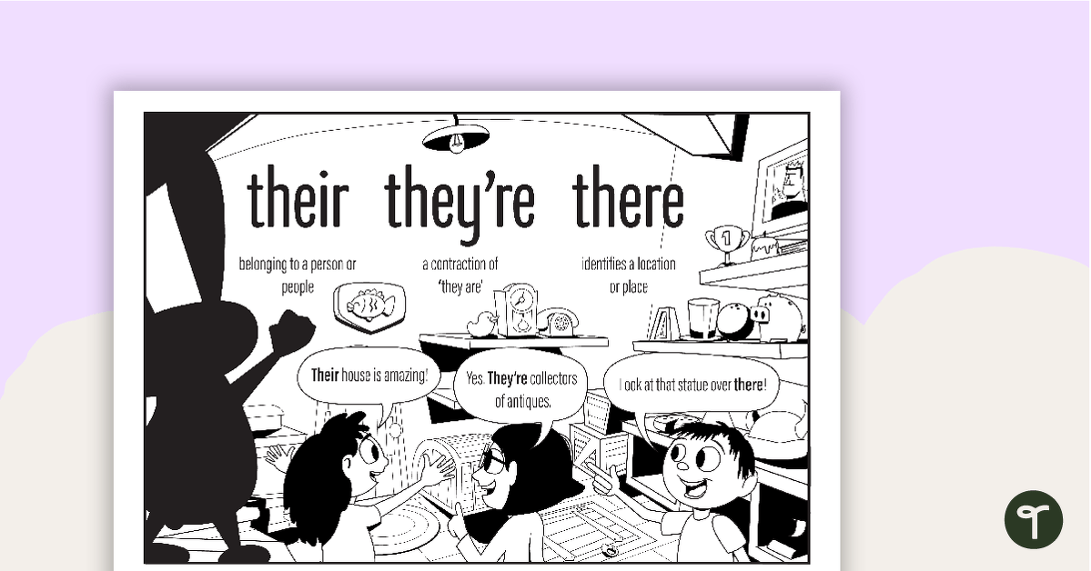 Their, They're and There Homophones Poster teaching resource