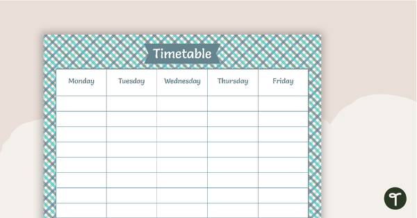 Green Tartan - Weekly Timetable teaching resource