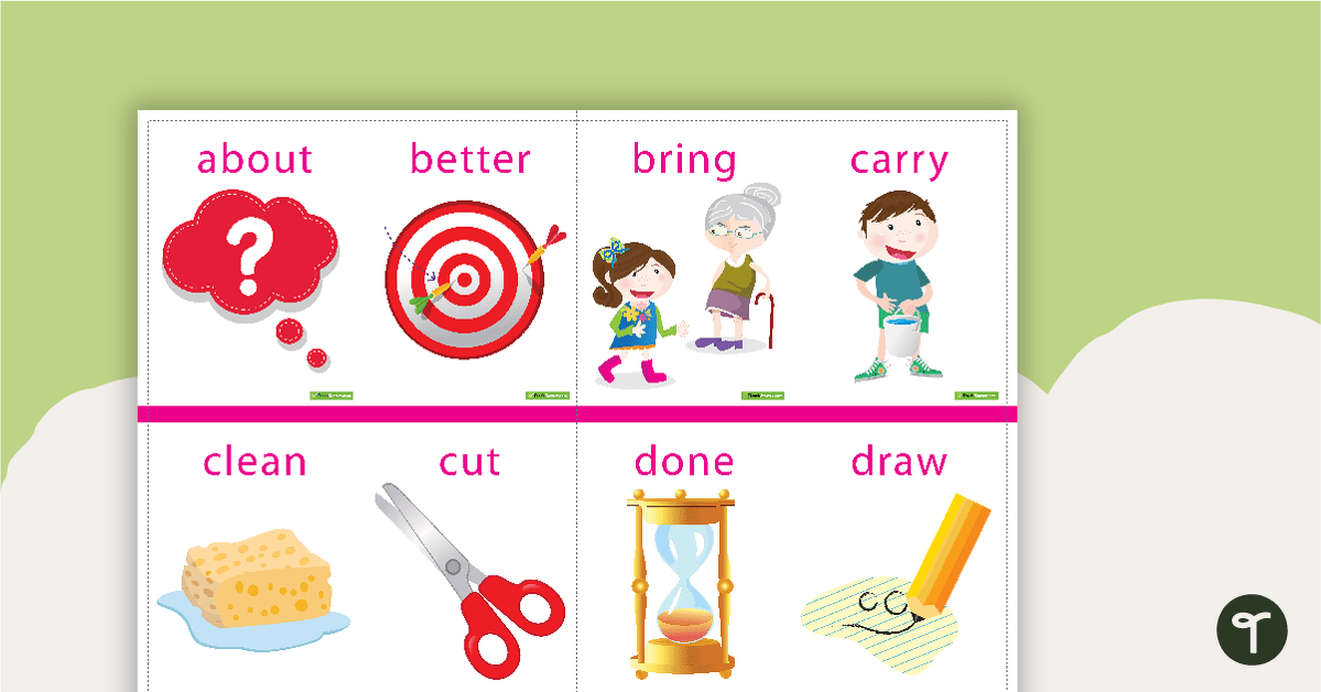 Dolch Sight Word Flashcards with Pictures - Year 3 teaching resource