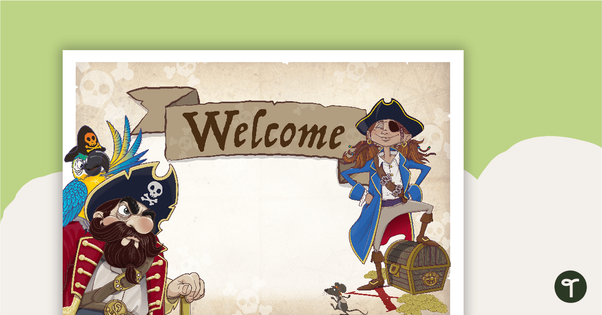 海盗的预览图像 - 欢迎标志和名称标签 - 教学资源