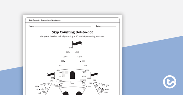 Go to Complex Dot-to-dot – Skip Counting by Threes (Castle) – Worksheet teaching resource