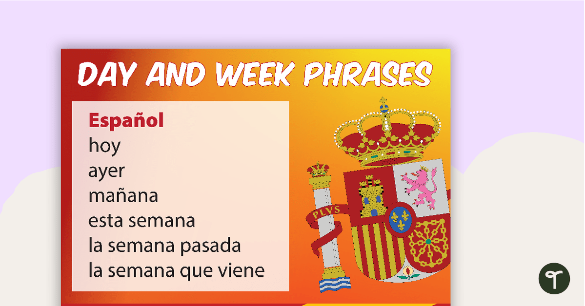 公关eview image for Day and Week Phrases in Spanish - teaching resource