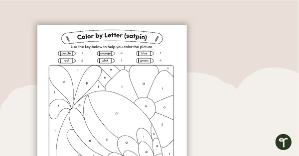 Preview image for Color by Letters (s,a,t,p,i,n) - Chicken - teaching resource