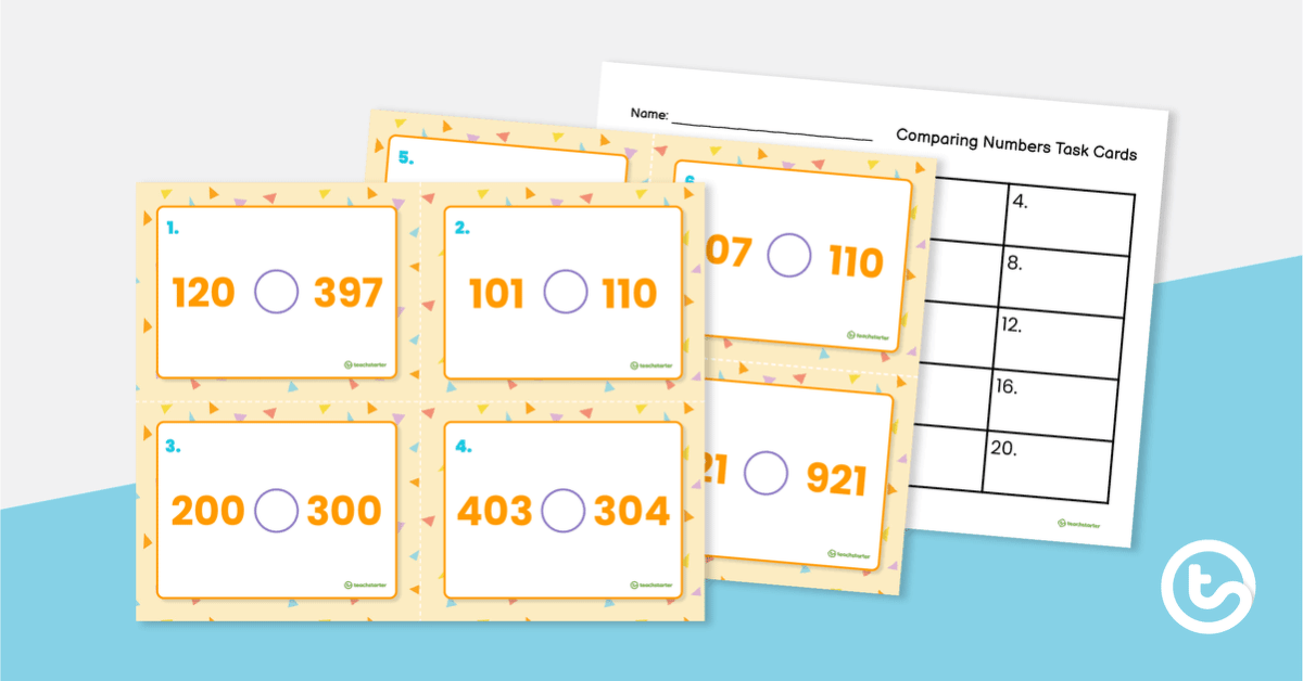 Comparing Three-Digit Numbers Task Cards teaching resource
