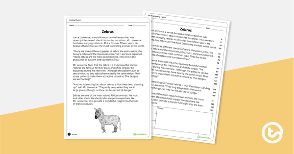 Go to Reading Fluency – Zebras (Year 3) teaching resource