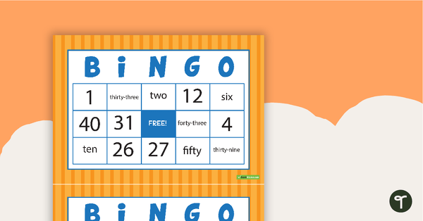 Go to Numbers and Words Bingo - Numbers 0 to 50 teaching resource