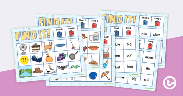 Go to FIND IT! Long and Short Vowels - Task Cards teaching resource