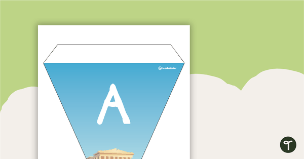 Go to Greece - Letters and Number Bunting teaching resource