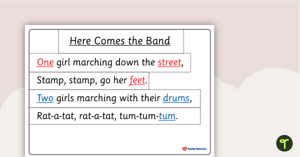 Here Comes the Band Counting Rhyme - Poster and Cut-Out Pages teaching resource