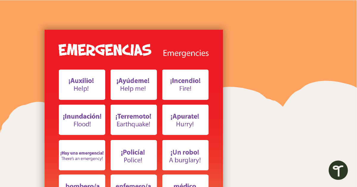 Emergencies - Spanish Language Poster teaching resource