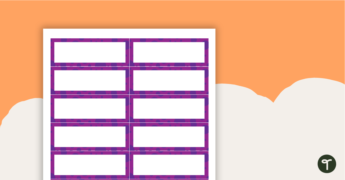 Desk Name Tags – Purple Circle Pattern teaching resource