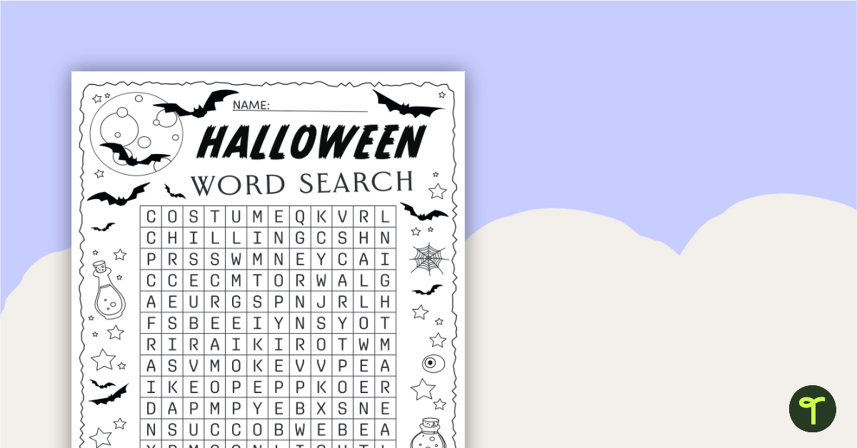 Halloween Word Search for Younger Students teaching resource