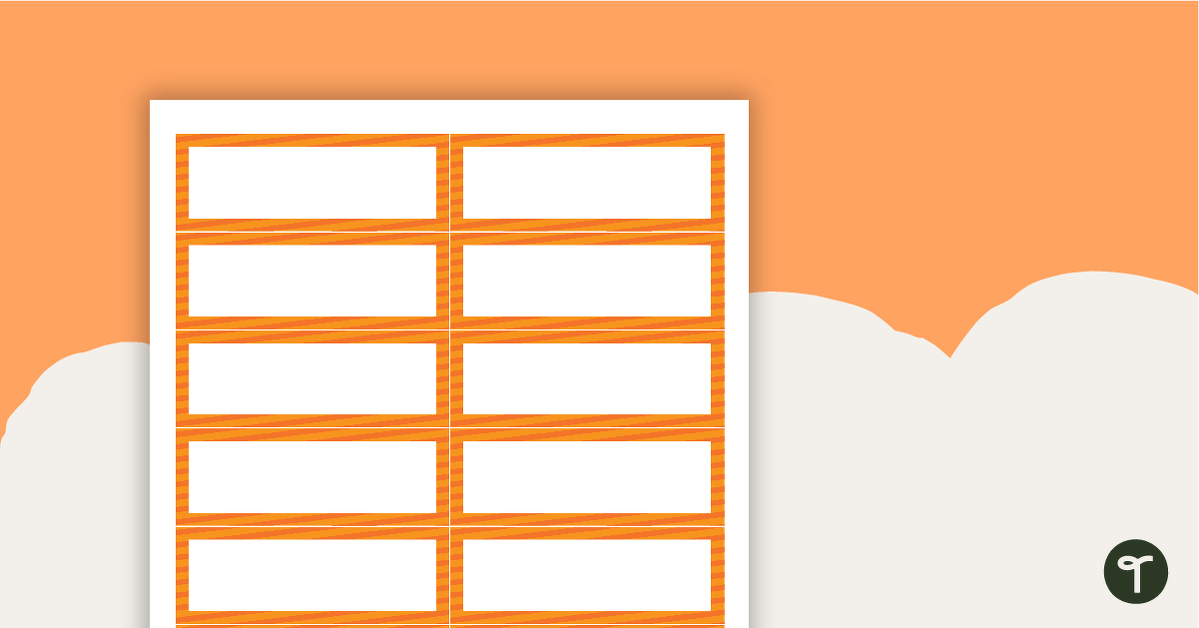 Desk Name Tags – Orange Diagonal Stripe Pattern teaching resource