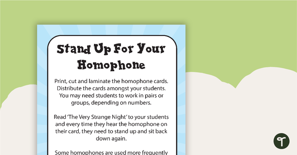 Stand Up For Your Homophone Game teaching resource