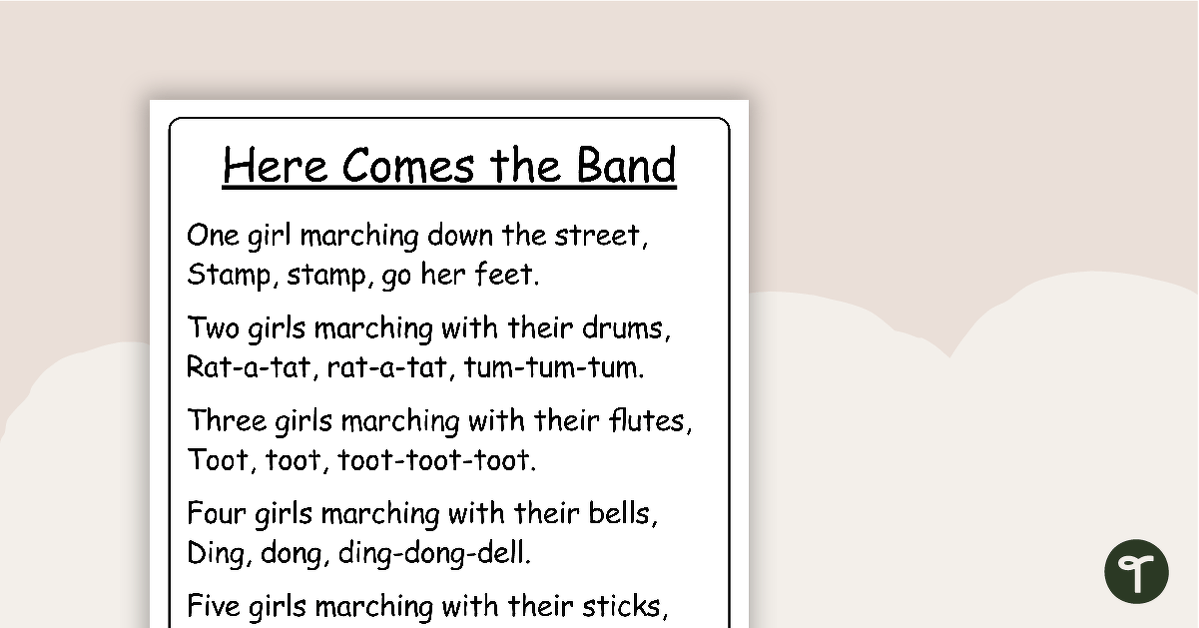 Preview image for Here Comes the Band Counting Rhyme - Poster and Cut-Out Pages - teaching resource