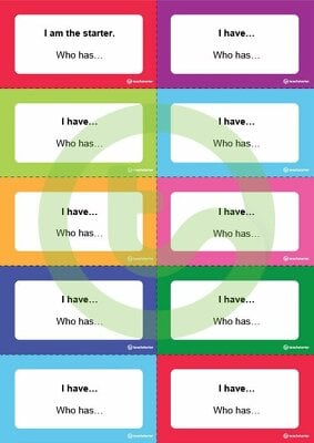 I Have, Who Has? Game - Editable Word Version teaching resource