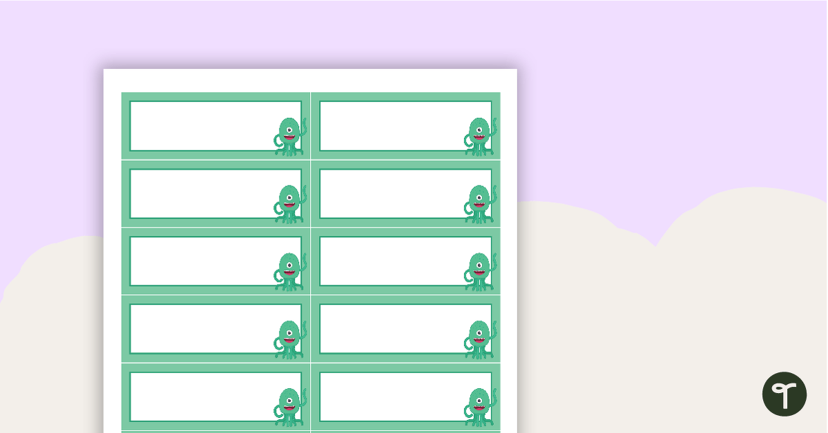 Desk Name Tags – Teal Monster teaching resource