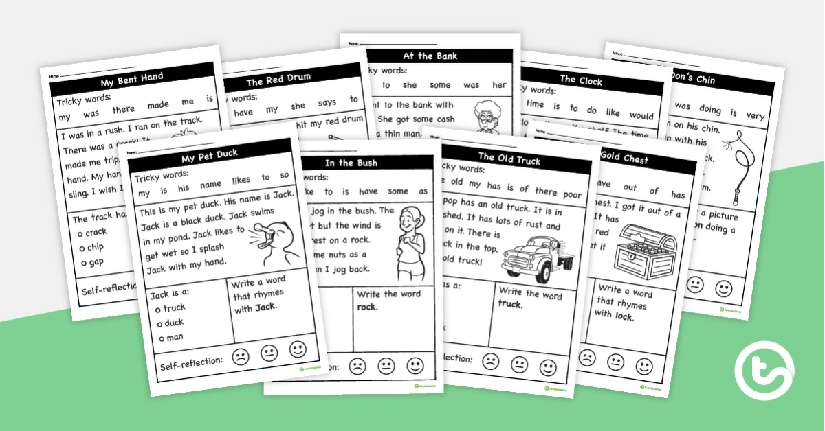 Decodable Text Worksheets – Common Consonant Digraphs (Set 2) teaching resource