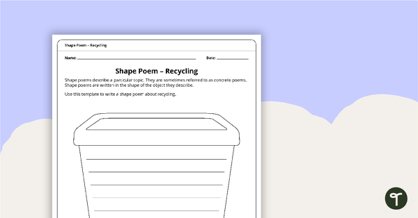Shape Poem Template – Recycling teaching resource
