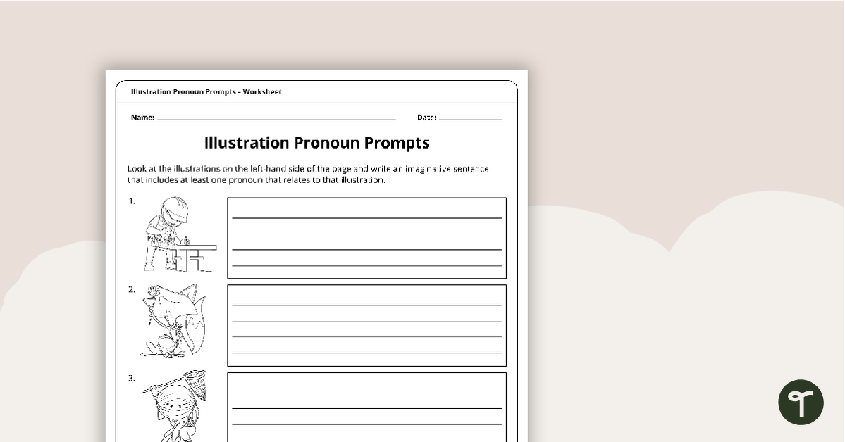 Illustration Pronoun Prompts - Worksheet teaching resource