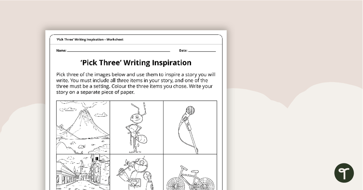 'Pick Three' Writing Inspiration Worksheet teaching resource