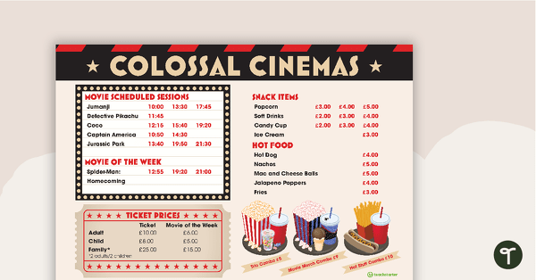 Colossal Cinemas – Stimulus Poster teaching resource