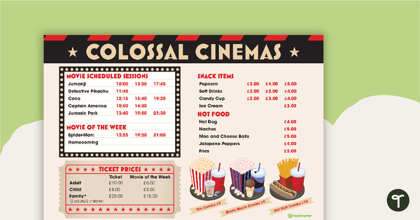 Colossal Cinemas – Stimulus Poster teaching resource