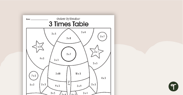 Colour By Number Worksheet - 3 Times Tables teaching resource