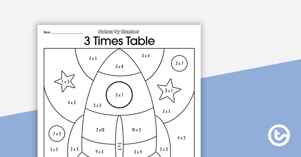Colour By Number Worksheet - 3 Times Tables teaching resource