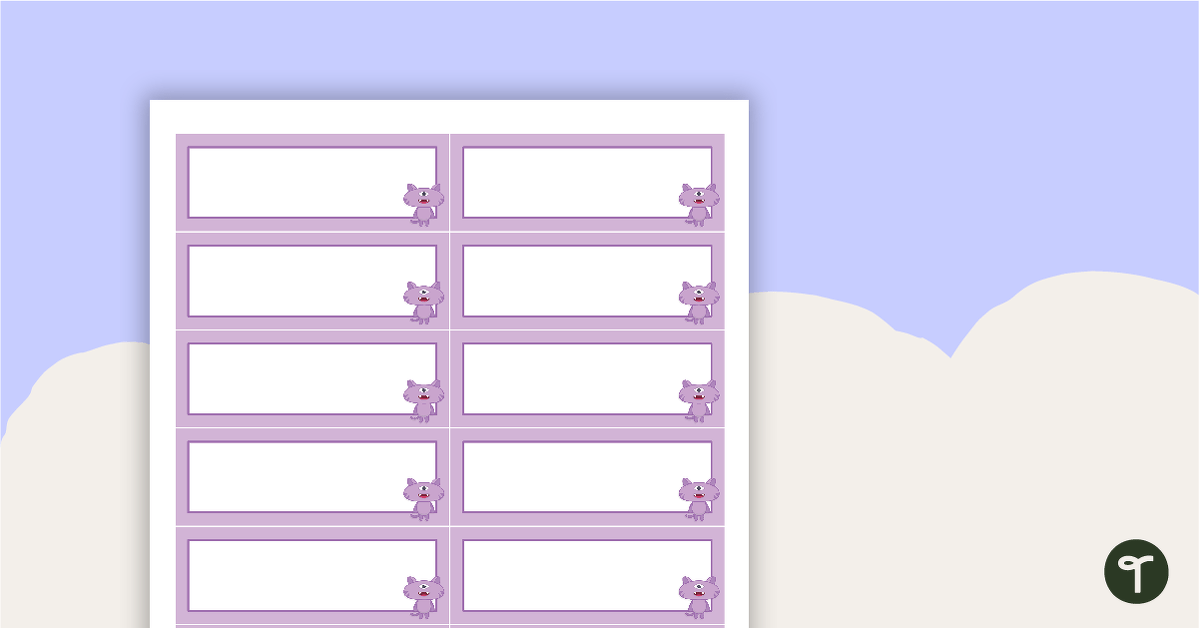 Desk Name Tags – Light Purple Monster teaching resource
