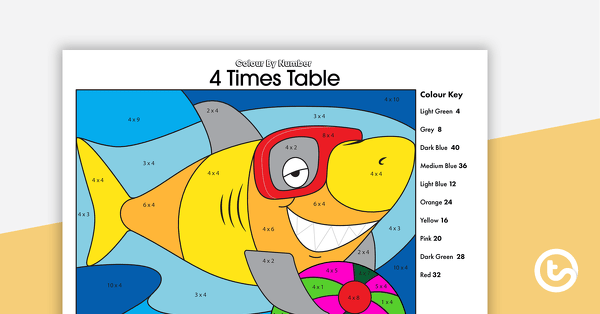 Go to Colour By Number Worksheet - 4 Times Tables teaching resource