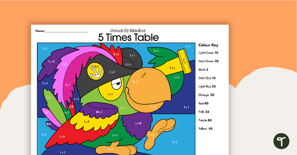 Colour By Number Worksheet - 5 Times Tables teaching resource